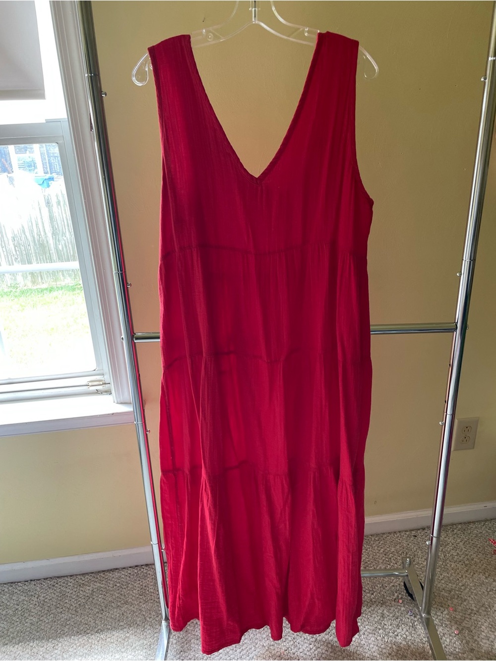 Quince Red V-Neck Sleeveless Maxi Dress - Picture 3 of 5